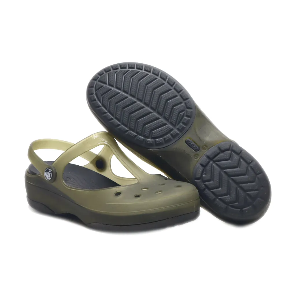 Crocs Carlie Wedge Sandals Rubber Green Colour For Women