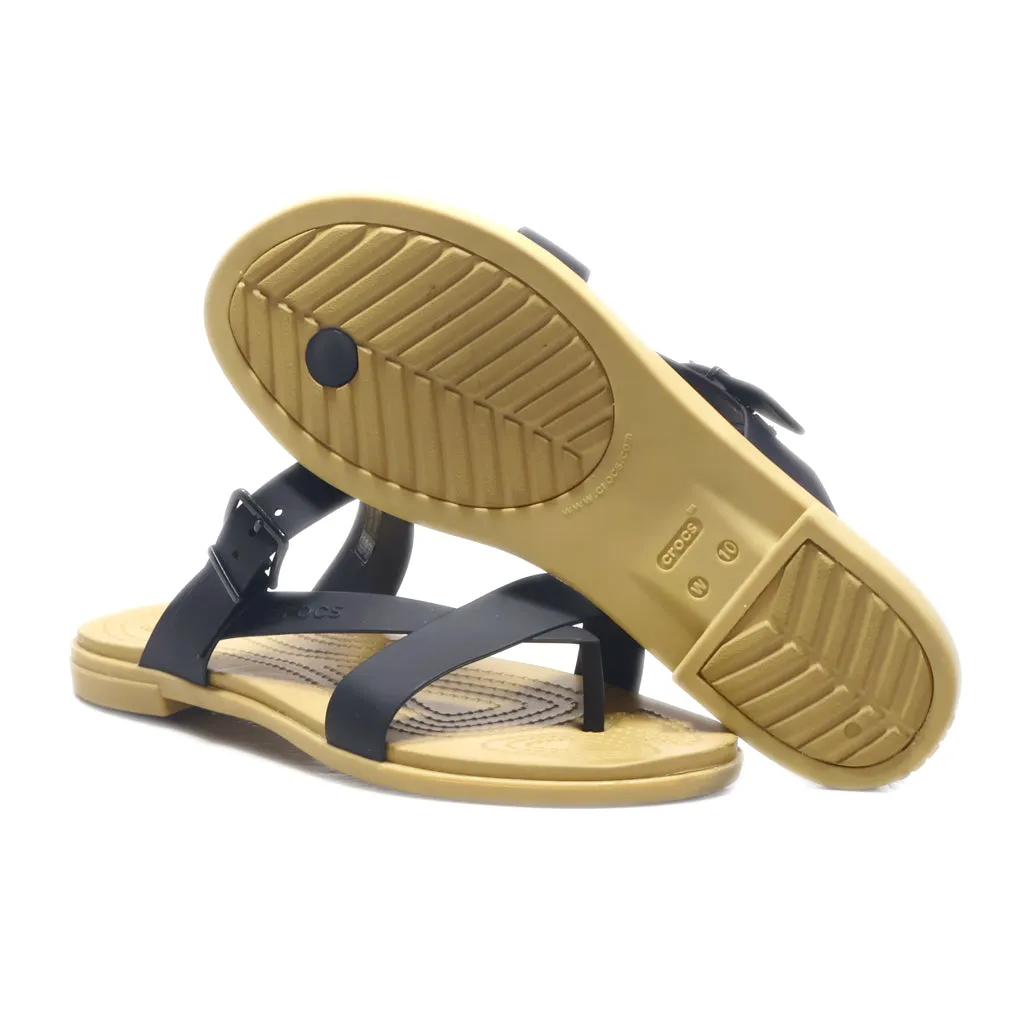 Crocs Tulum Toe Flat Sandals Eva Black Colour For Women