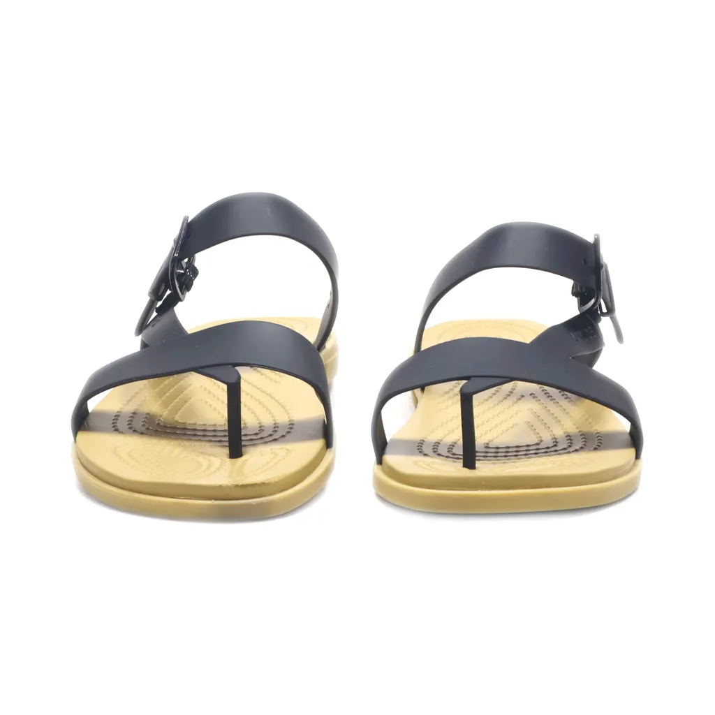 Crocs Tulum Toe Flat Sandals Eva Black Colour For Women