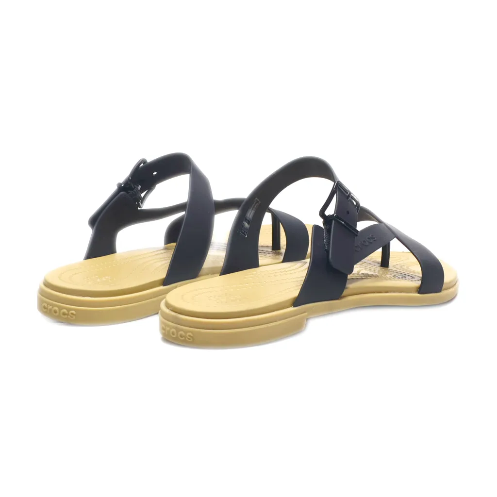 Crocs Tulum Toe Flat Sandals Eva Black Colour For Women