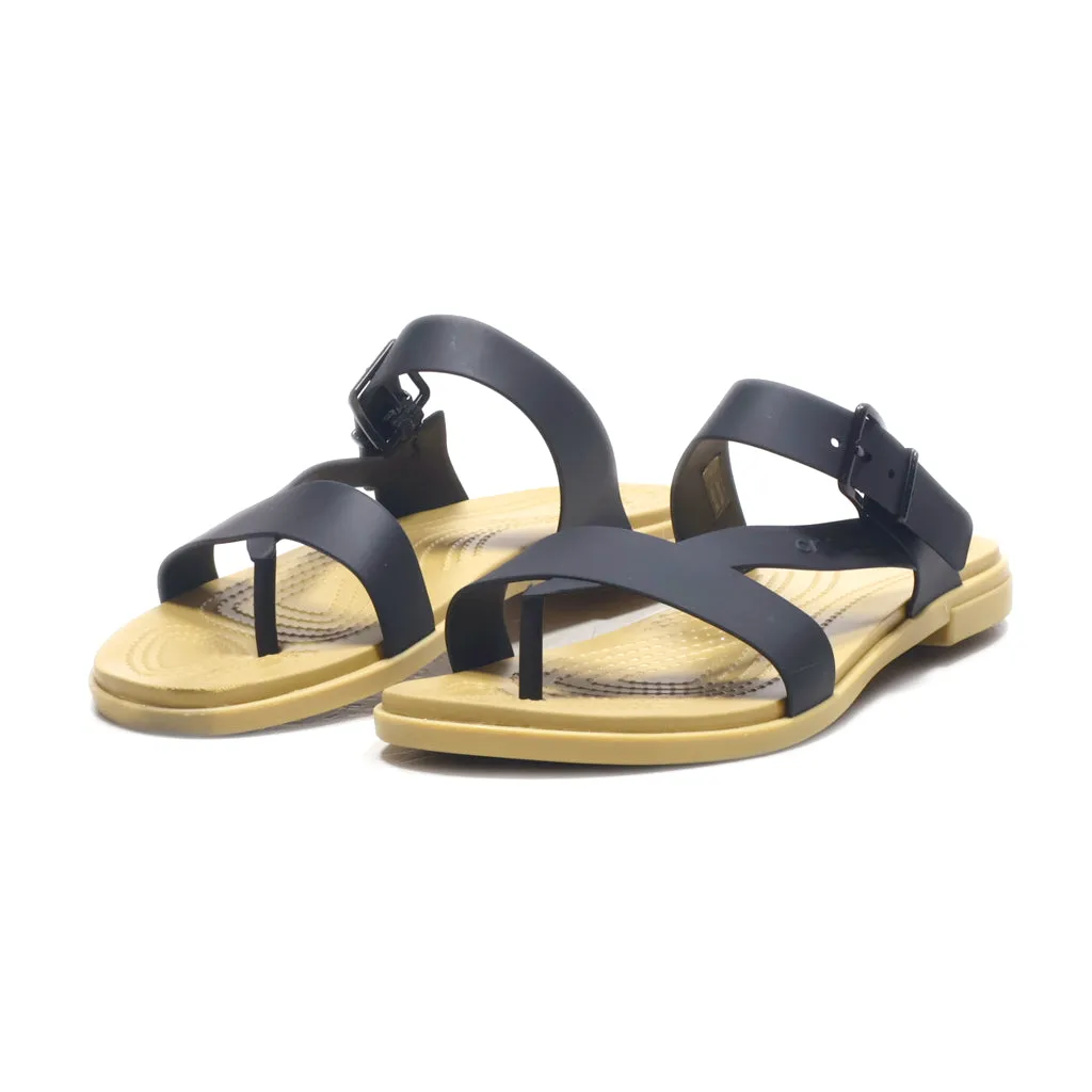 Crocs Tulum Toe Flat Sandals Eva Black Colour For Women