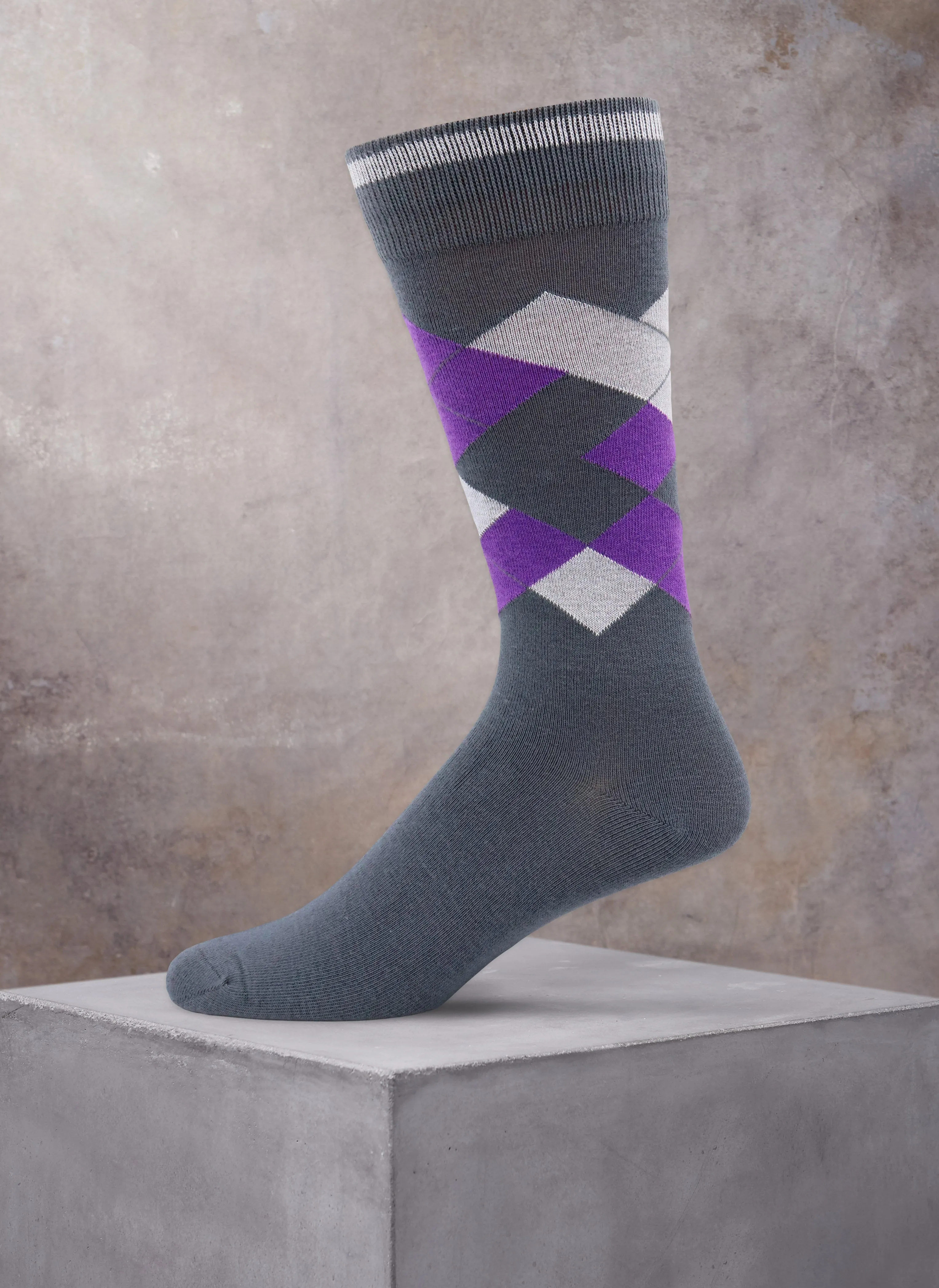 Deep Argyle Sock in Navy