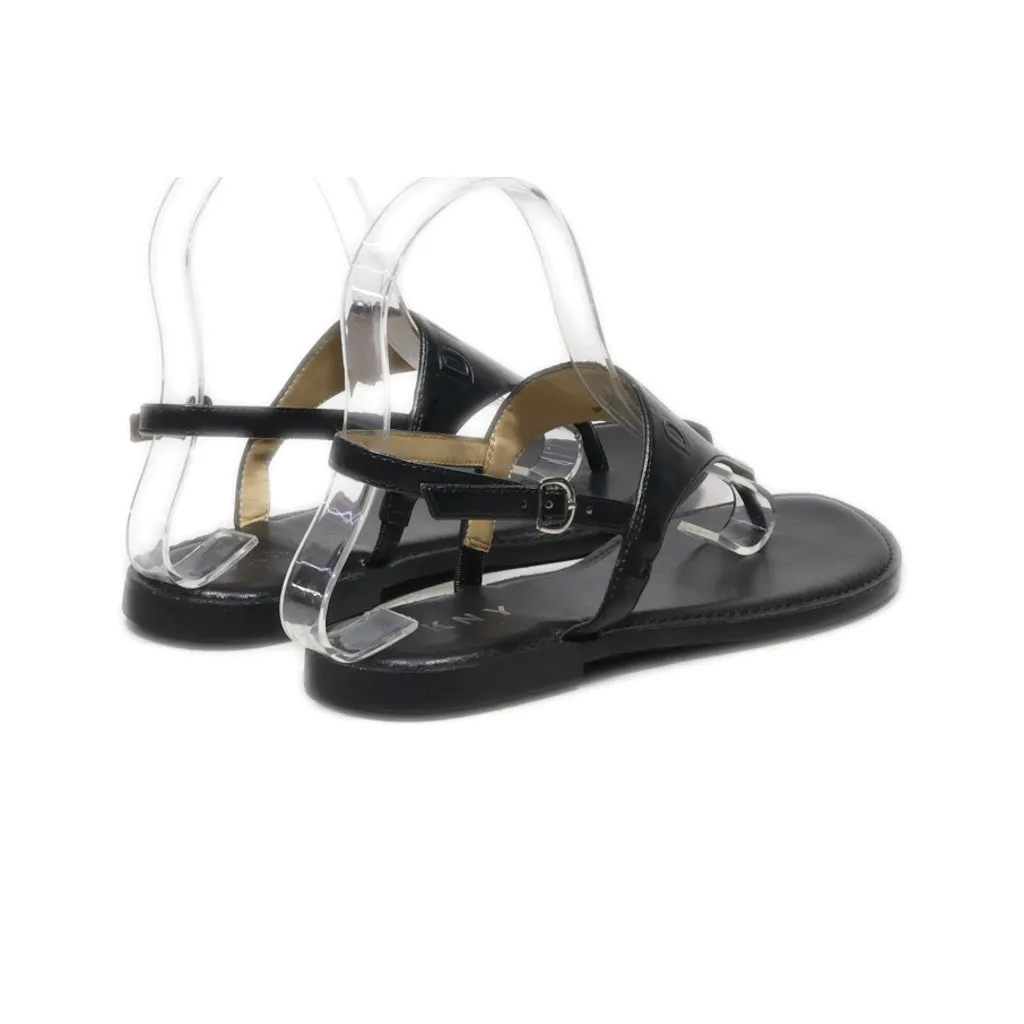 Dkny Flat Sandals Leather Black Colour For Women