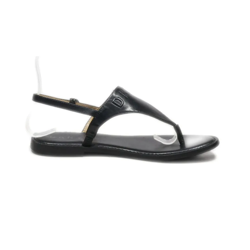 Dkny Flat Sandals Leather Black Colour For Women