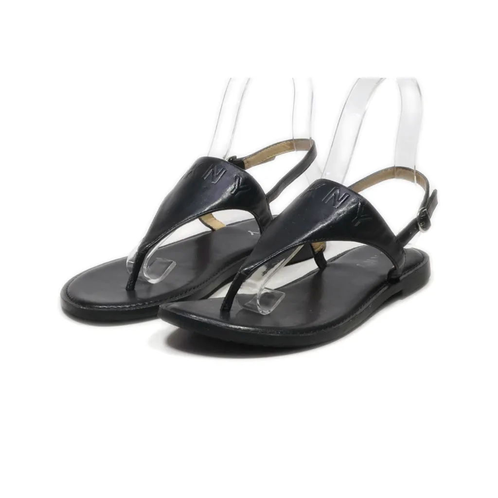 Dkny Flat Sandals Leather Black Colour For Women