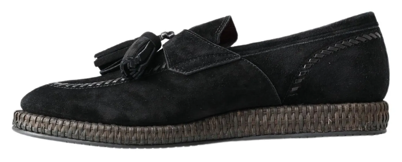 Dolce & Gabbana Elegant Black Suede Espadrilles Sneakers