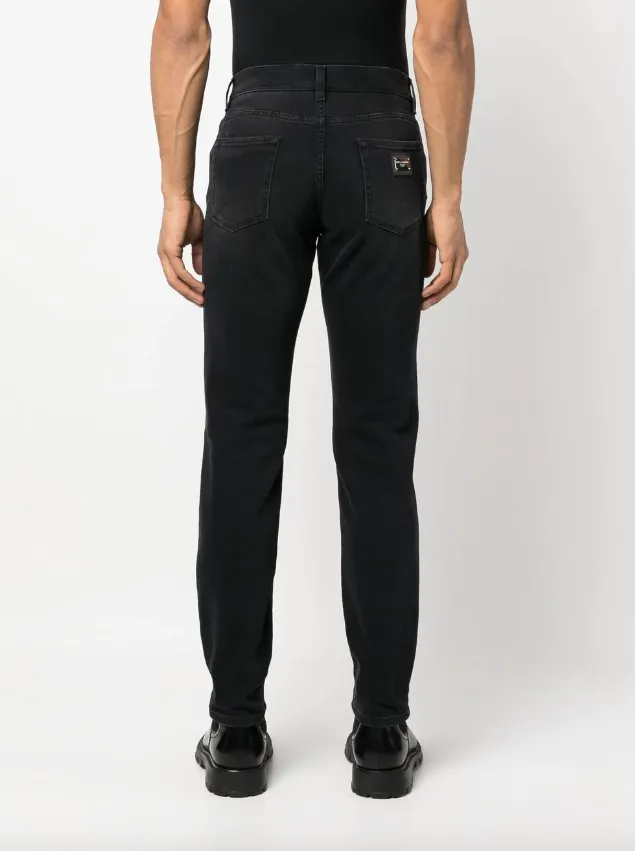 Dolce & Gabbana grey wash slim-fit stretch jeans