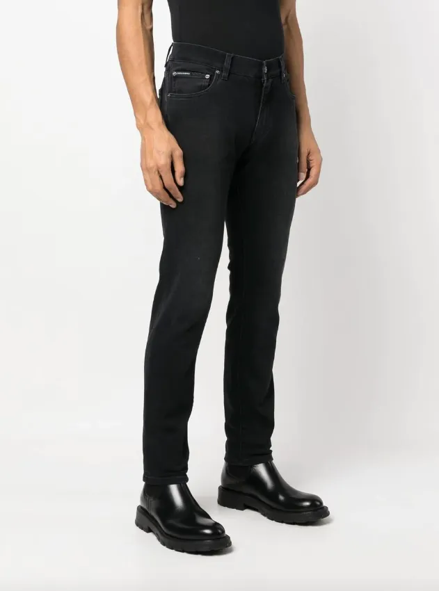 Dolce & Gabbana grey wash slim-fit stretch jeans