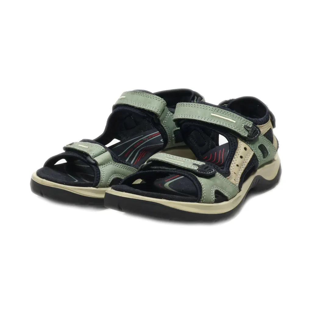 Ecco Flat Sandals Fabric Green Colour For Women