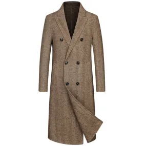 Executive Class Premium Men's Luxury Long Australian Wool Overcoat Trench Coat | XZ5829