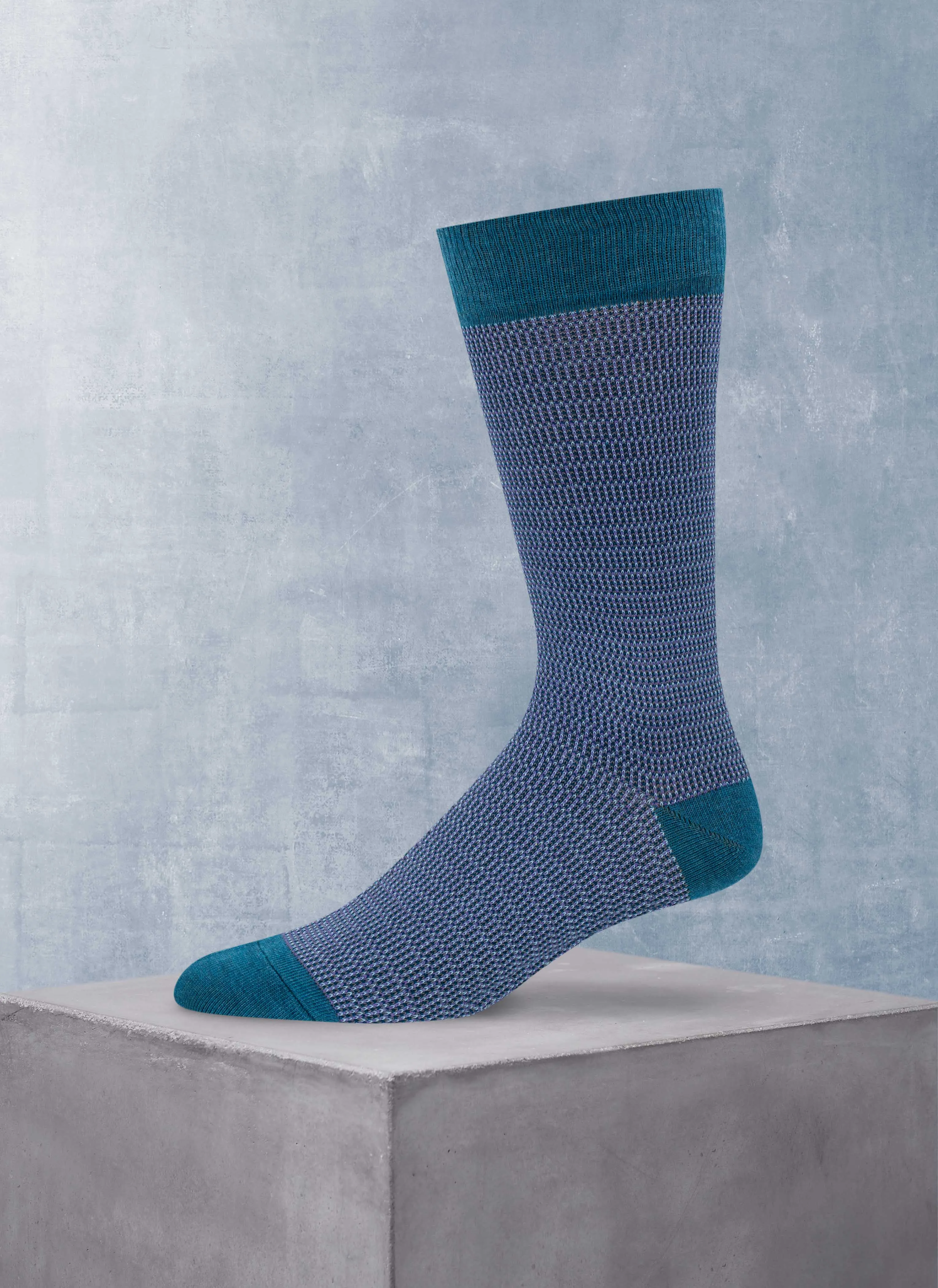 Fancy Textured Stripe Sock in Teal