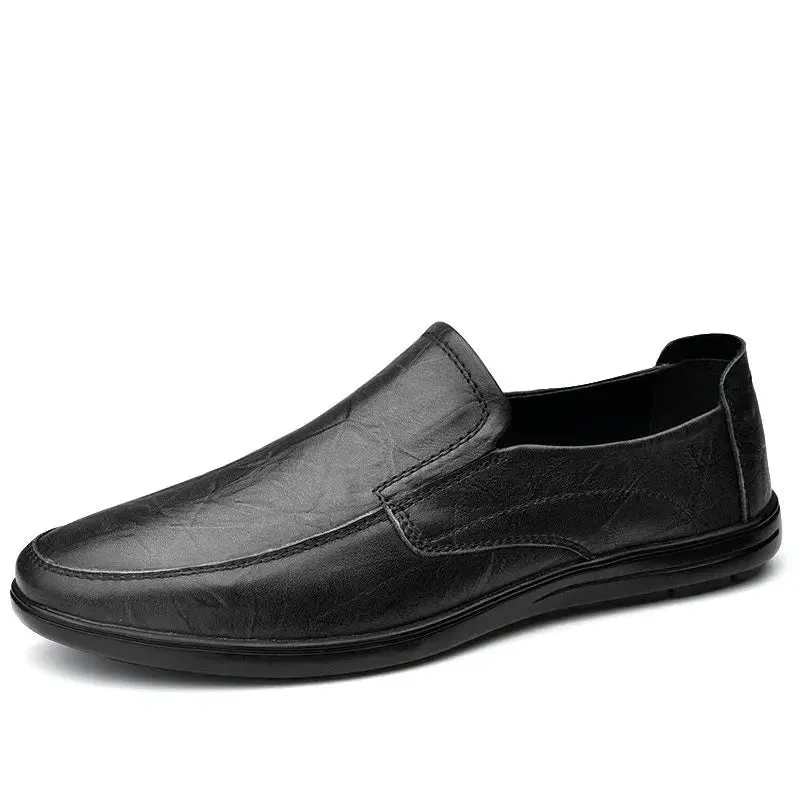 Fashion Men Cow Leather Driving Loafers Slip On Lightweight Comfortable Mens Casual Shoes Moccasins Flat Shoes