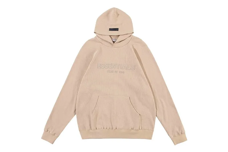 FEAR OF GOD ESSENTIALS HOODIE SYCAMORE 立體矽膠印花華夫格連帽衛衣