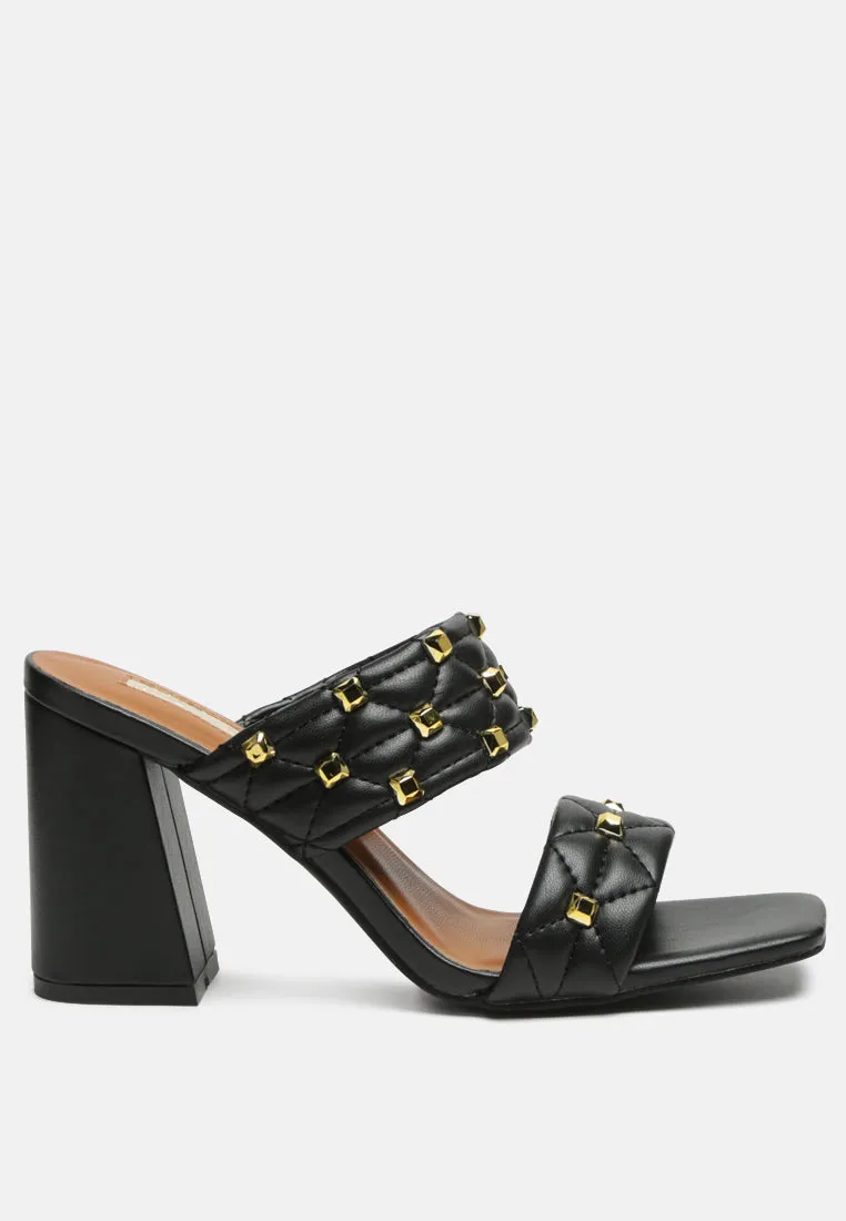 Fischer Stud Embellished Block Heel Sandals