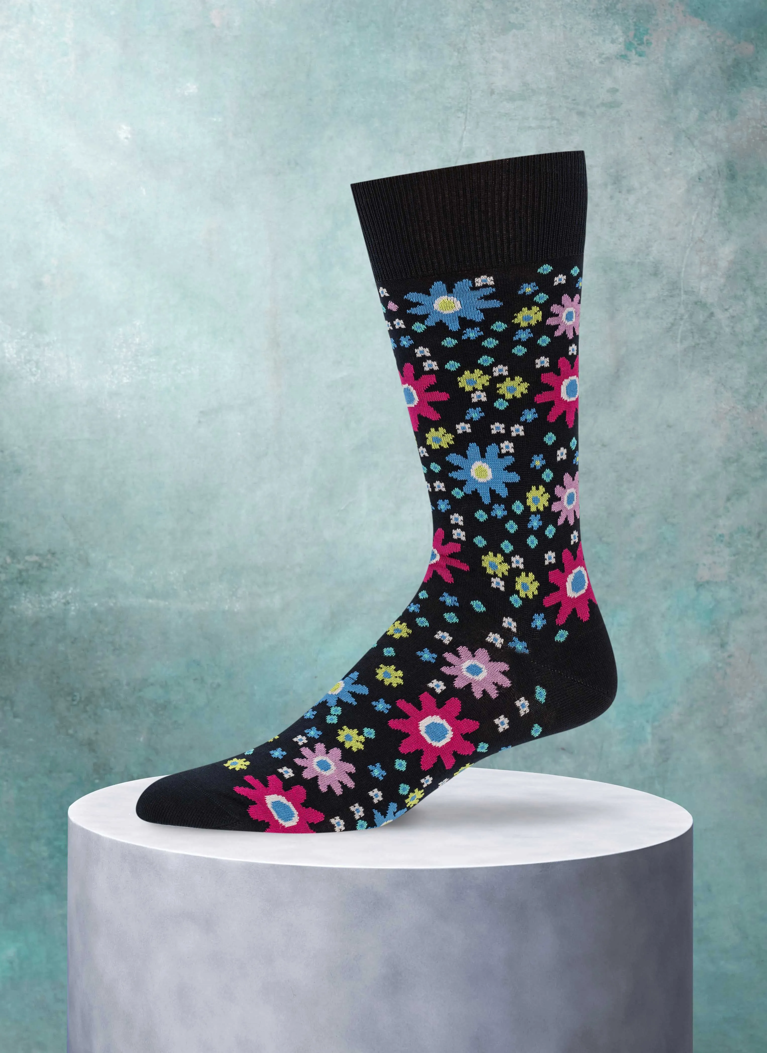 Flower Power Sock in Navy