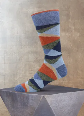 Geometric Angles Sock in Denim