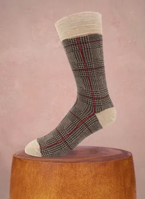 Glen Plaid Sock in Taupe