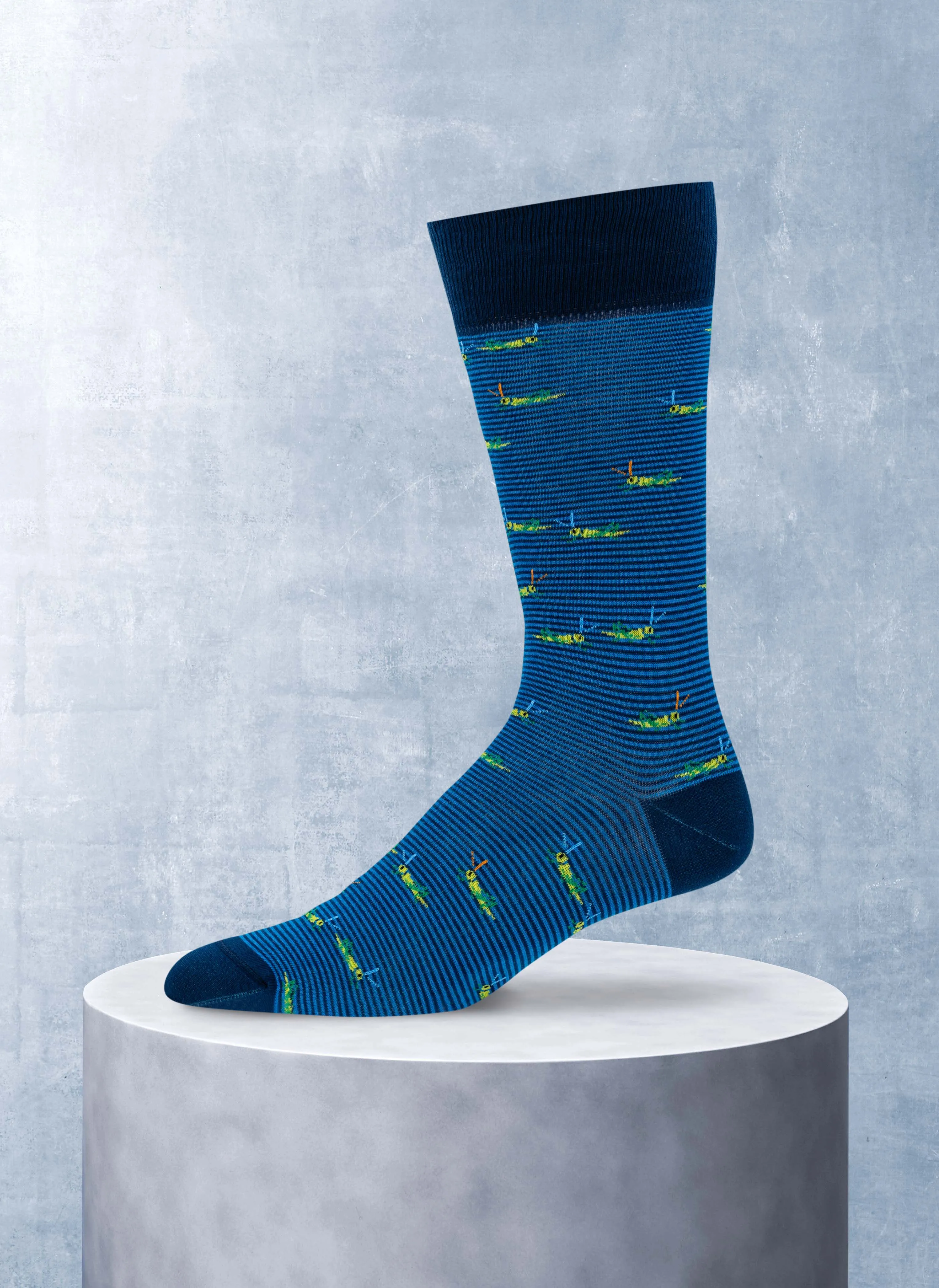 Grasshopper Stripe Cotton Sock in Royal