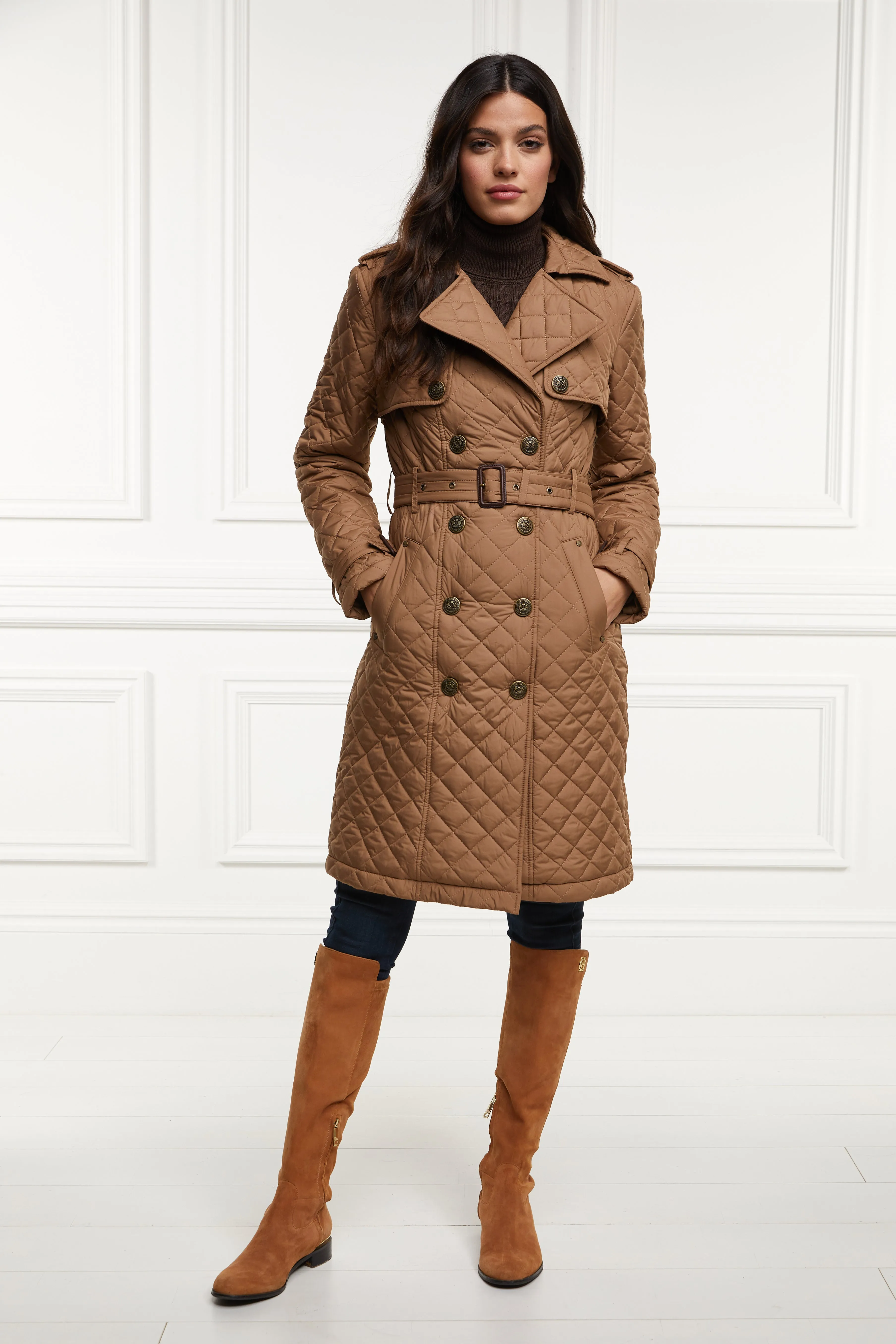 Grayson Quilted Trench Coat (Coffee)