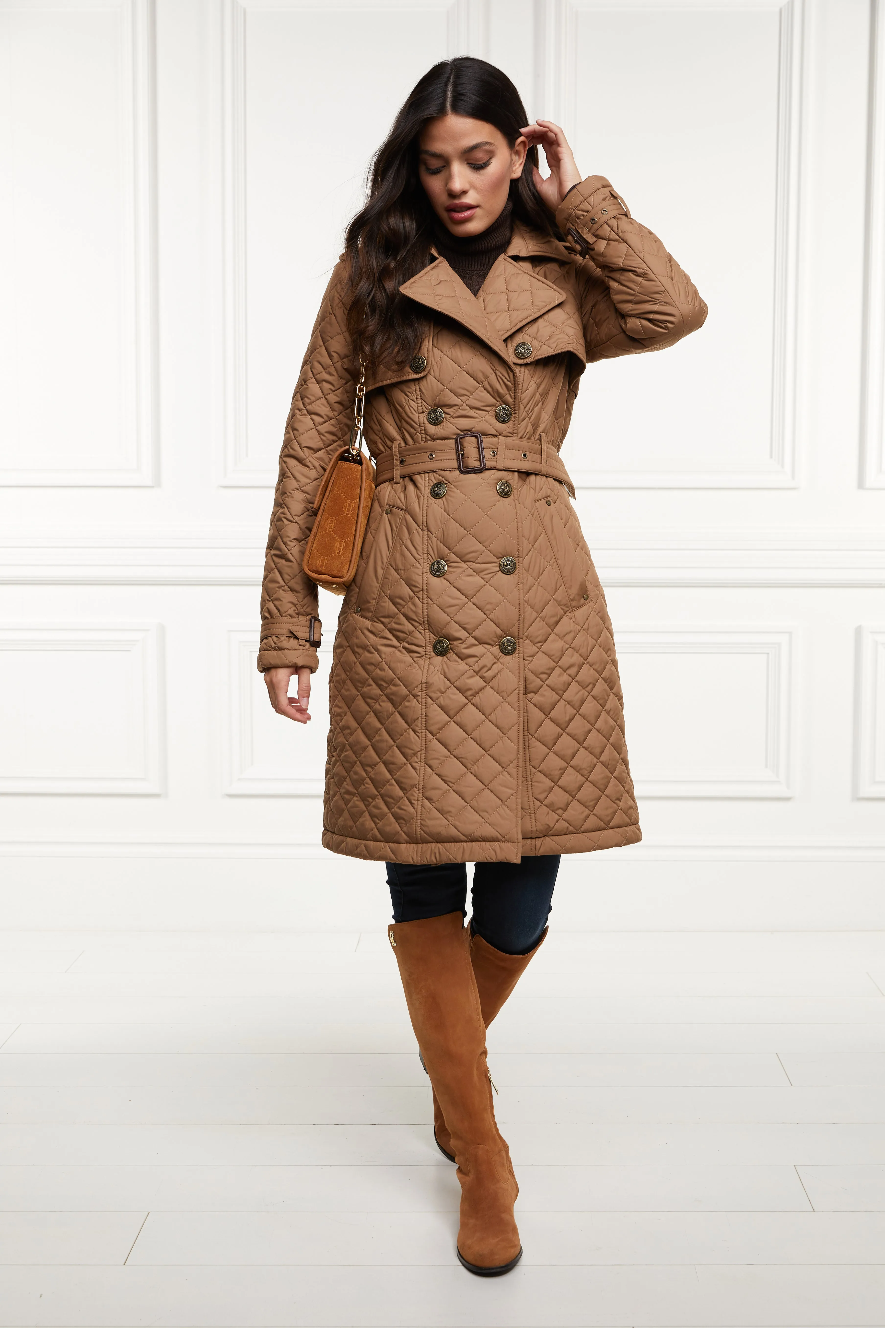 Grayson Quilted Trench Coat (Coffee)