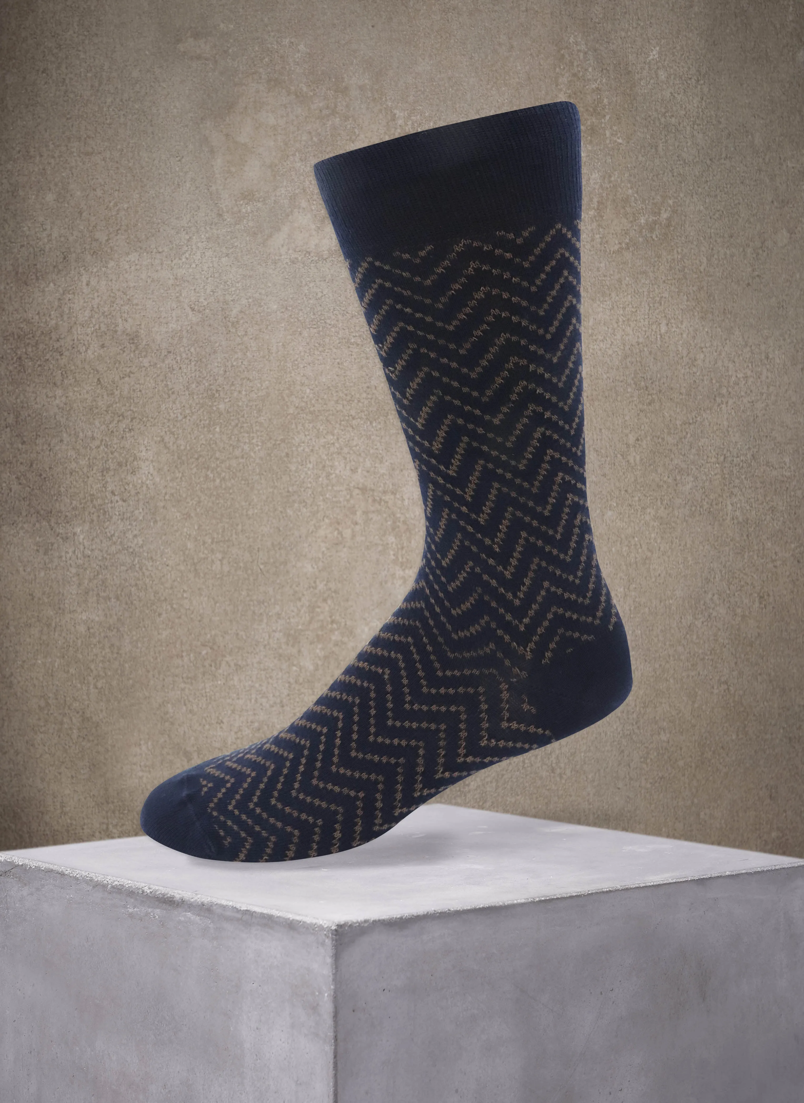 Heathered Chevron Sock in Navy