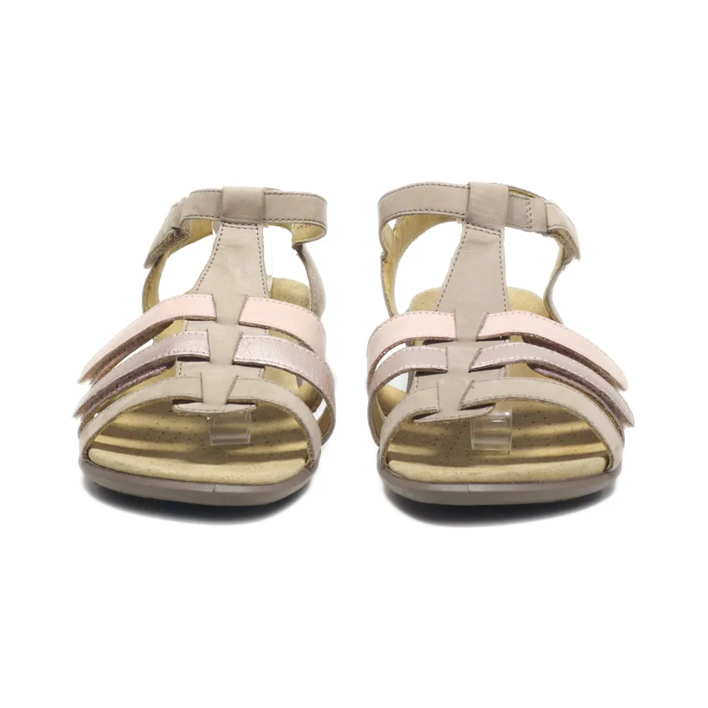 Hotter Flat Sandals Leather Beige Colour For Women