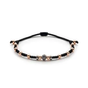 Jaibor Uomo 14K Rose Gold and Black Diamond Beaded Bracelet  B9038OP025