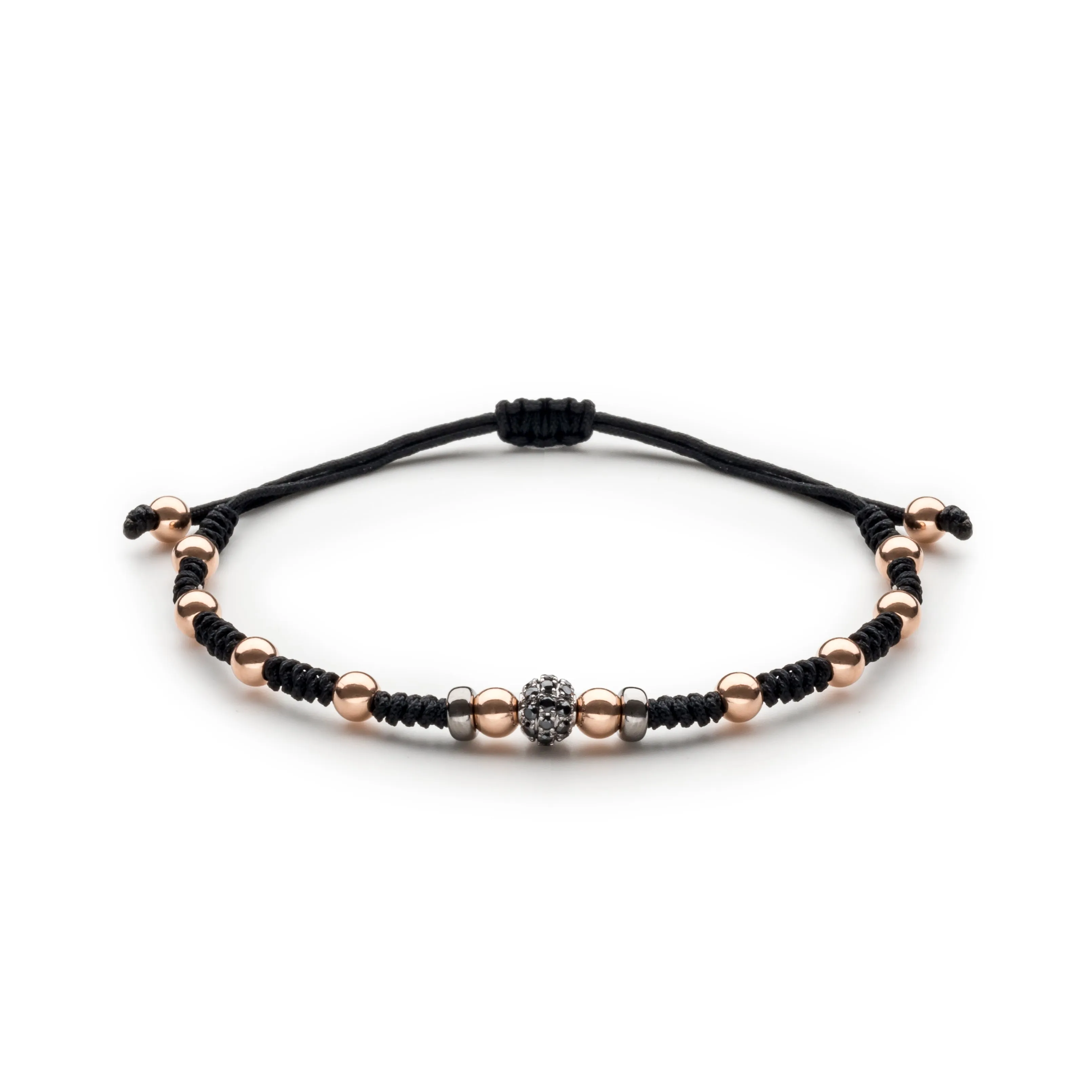 Jaibor Uomo 14K Rose Gold and Black Diamond Beaded Bracelet  B9038OP025