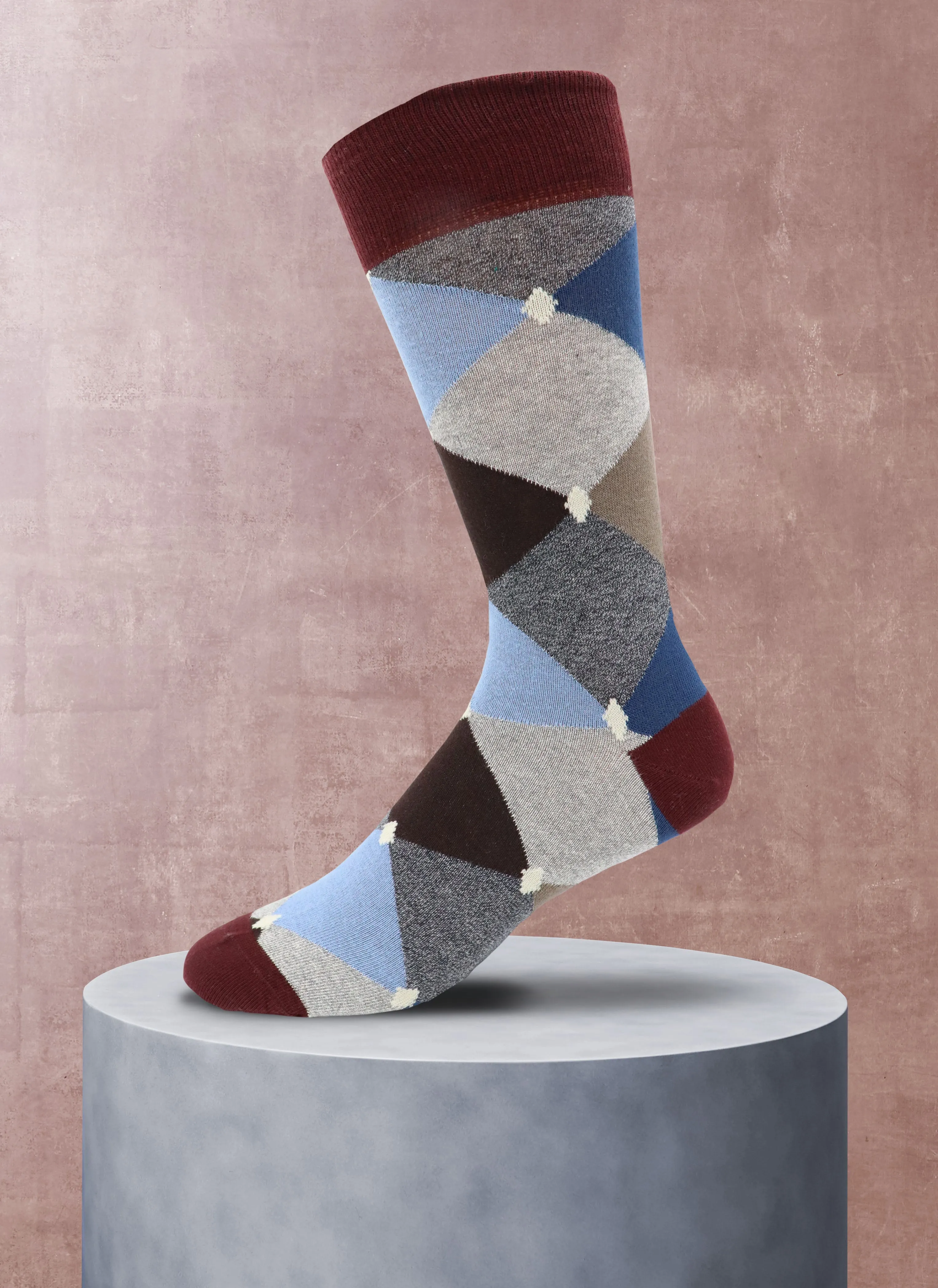 Jaspe Diamond Argyle Sock in Burgundy