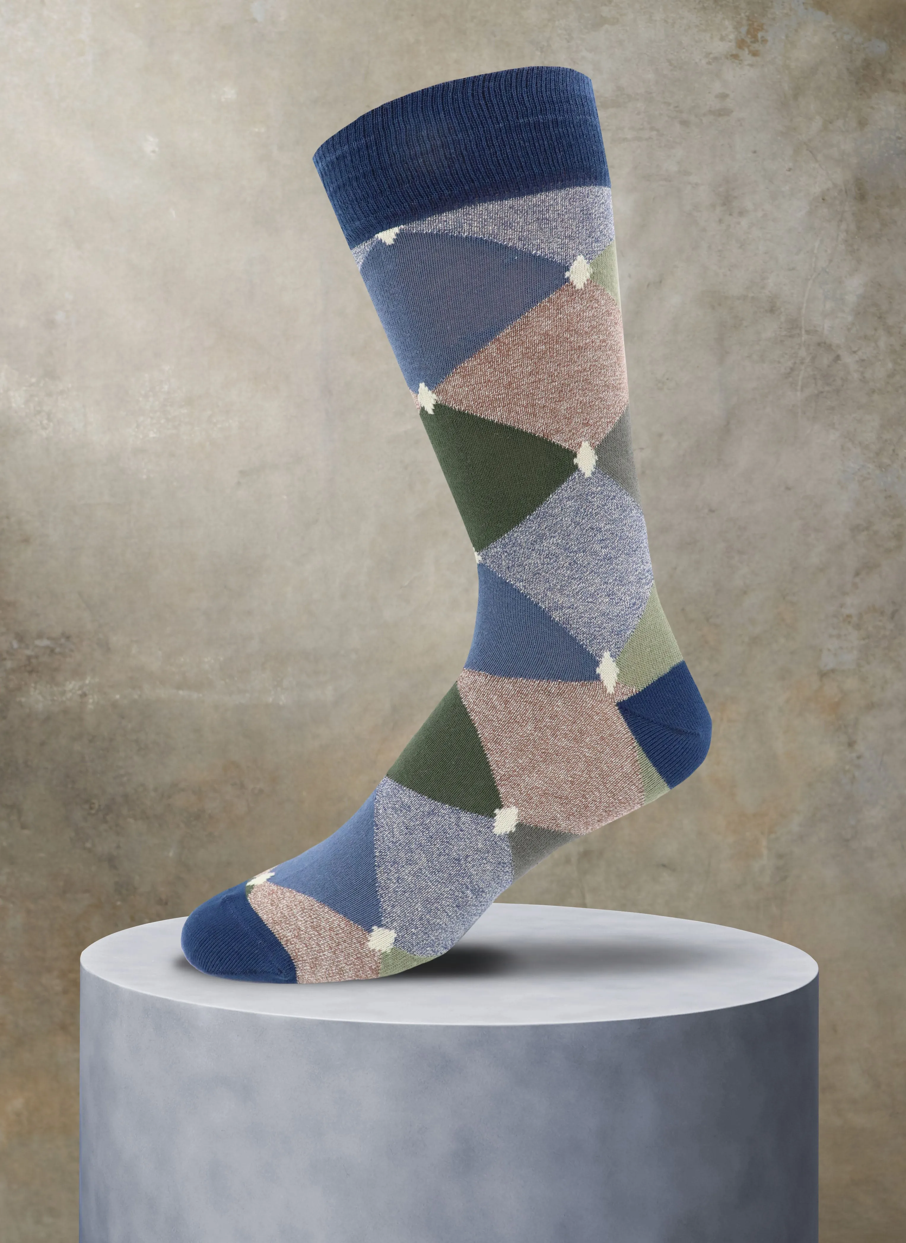 Jaspe Diamond Argyle Sock in Navy