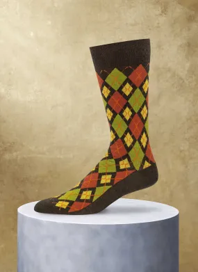 Jester Argyle Sock in Brown