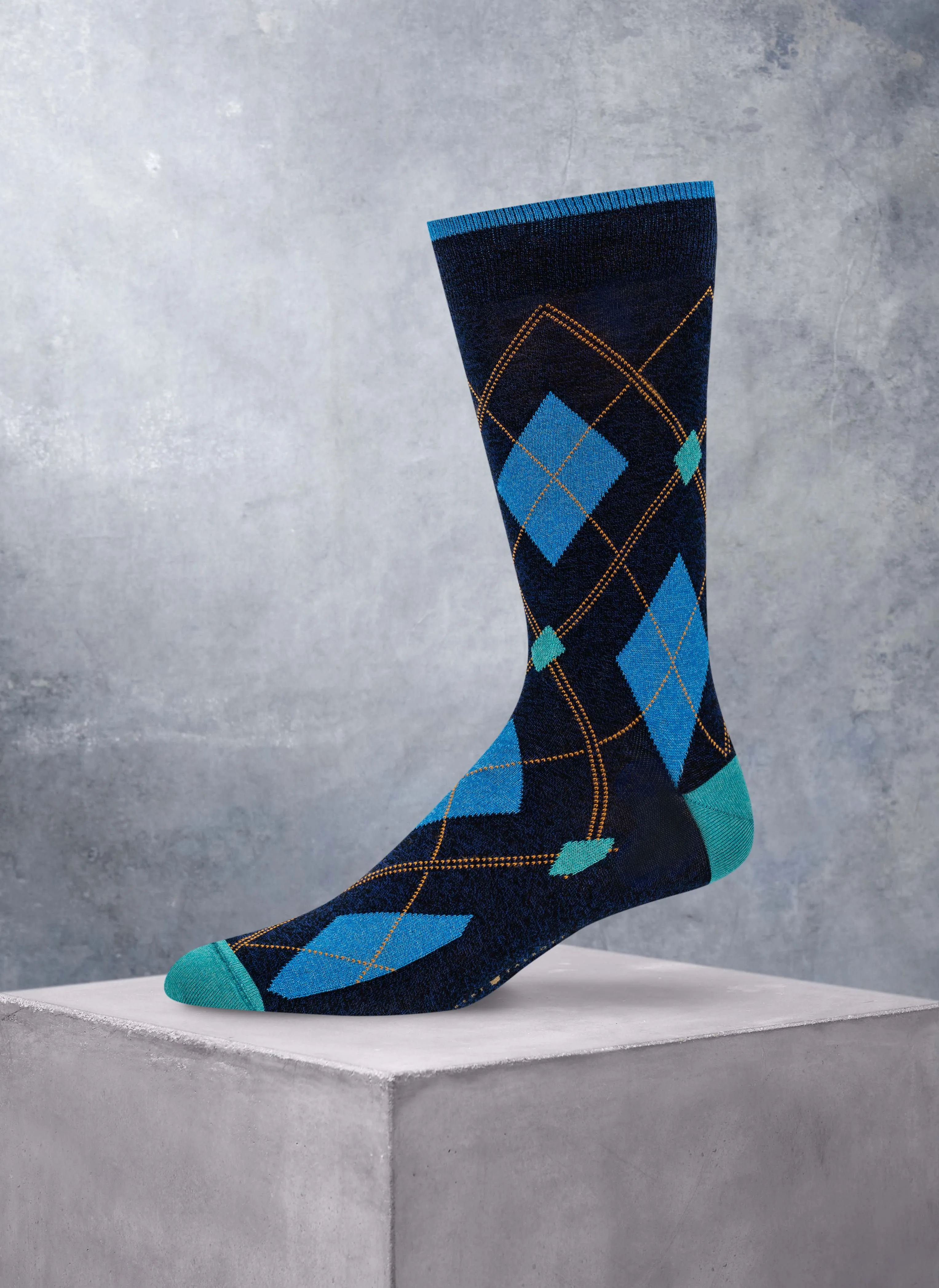 Jester Large Argyle Sock in Black