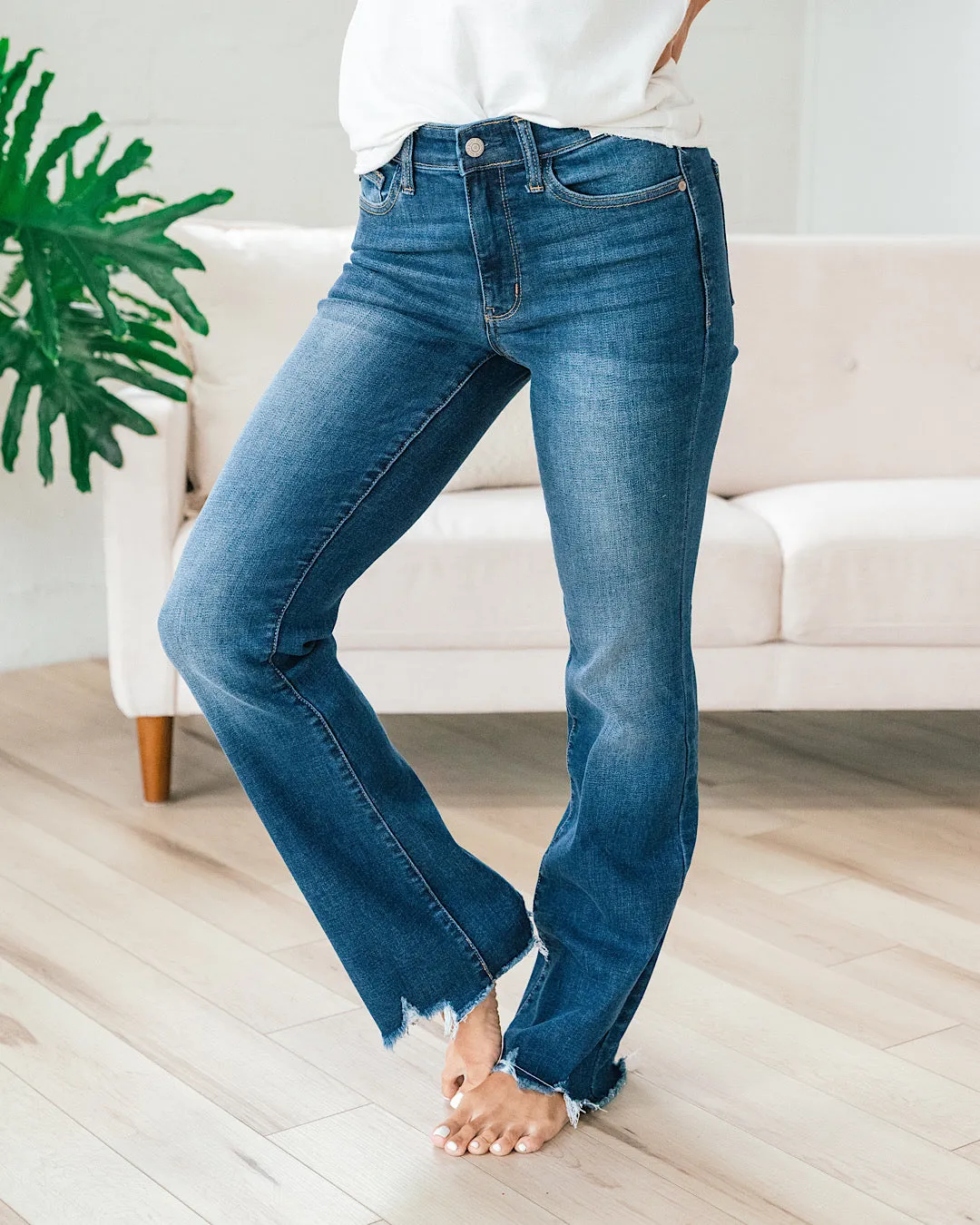 Judy Blue Looking For Love Distressed Hem Bootcut Jeans