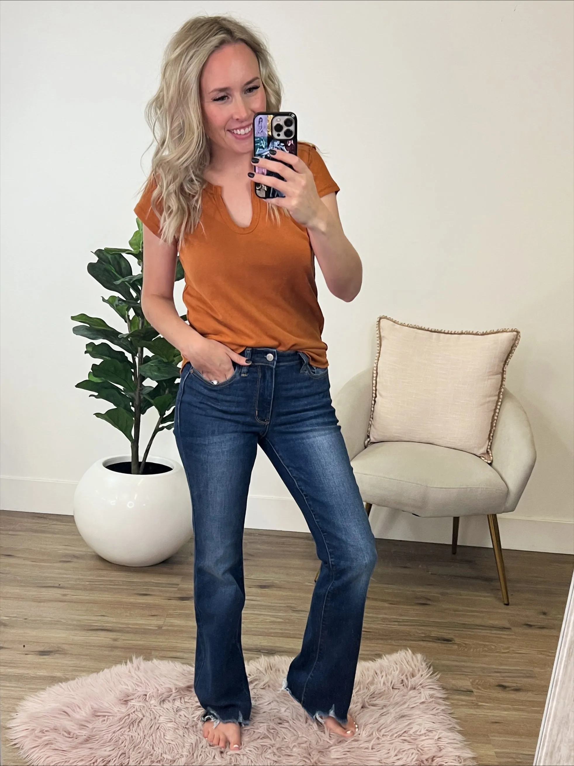 Judy Blue Looking For Love Distressed Hem Bootcut Jeans