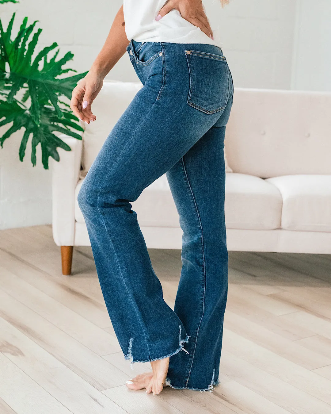 Judy Blue Looking For Love Distressed Hem Bootcut Jeans