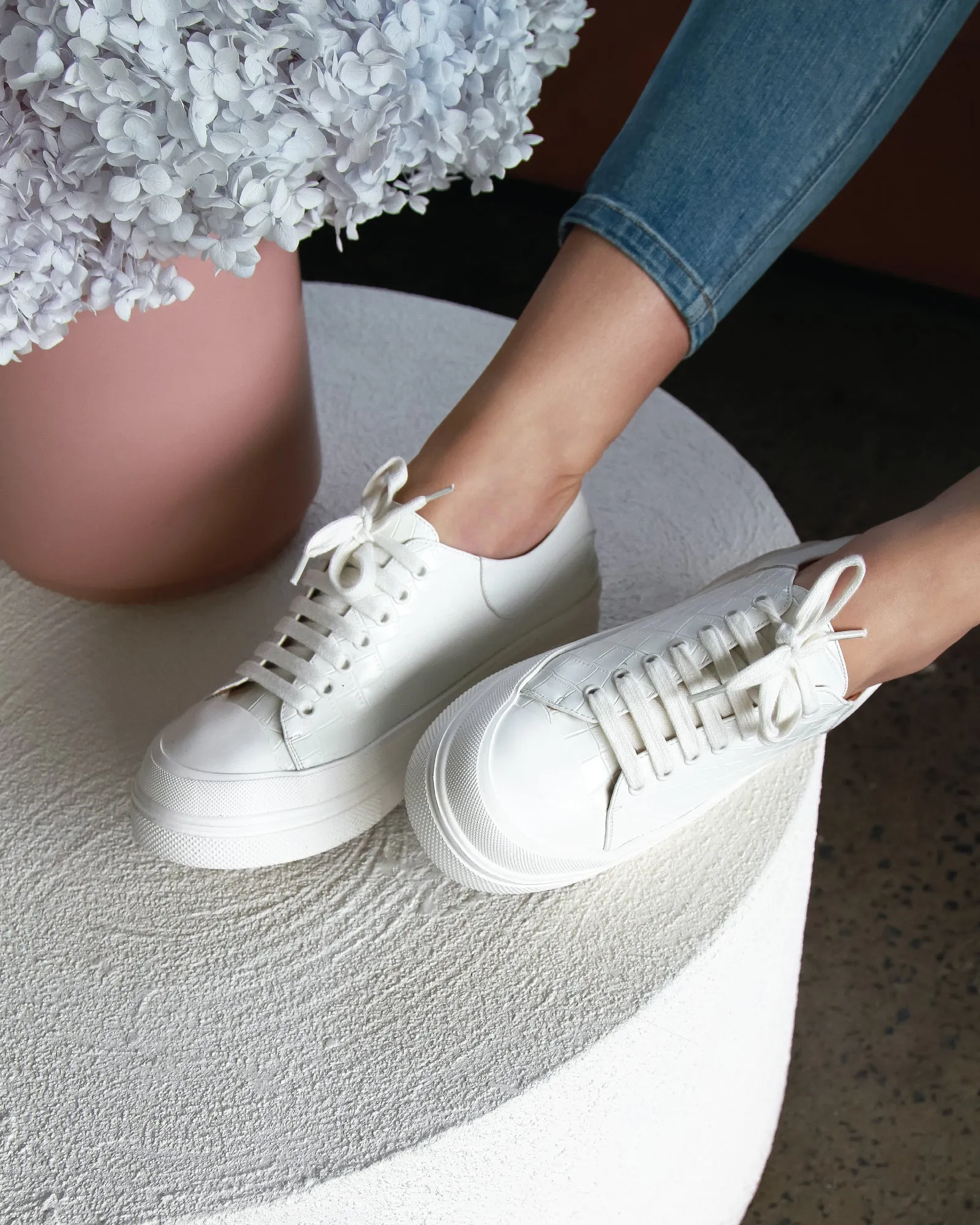 Just A Dream Croc Leather Sneaker - White