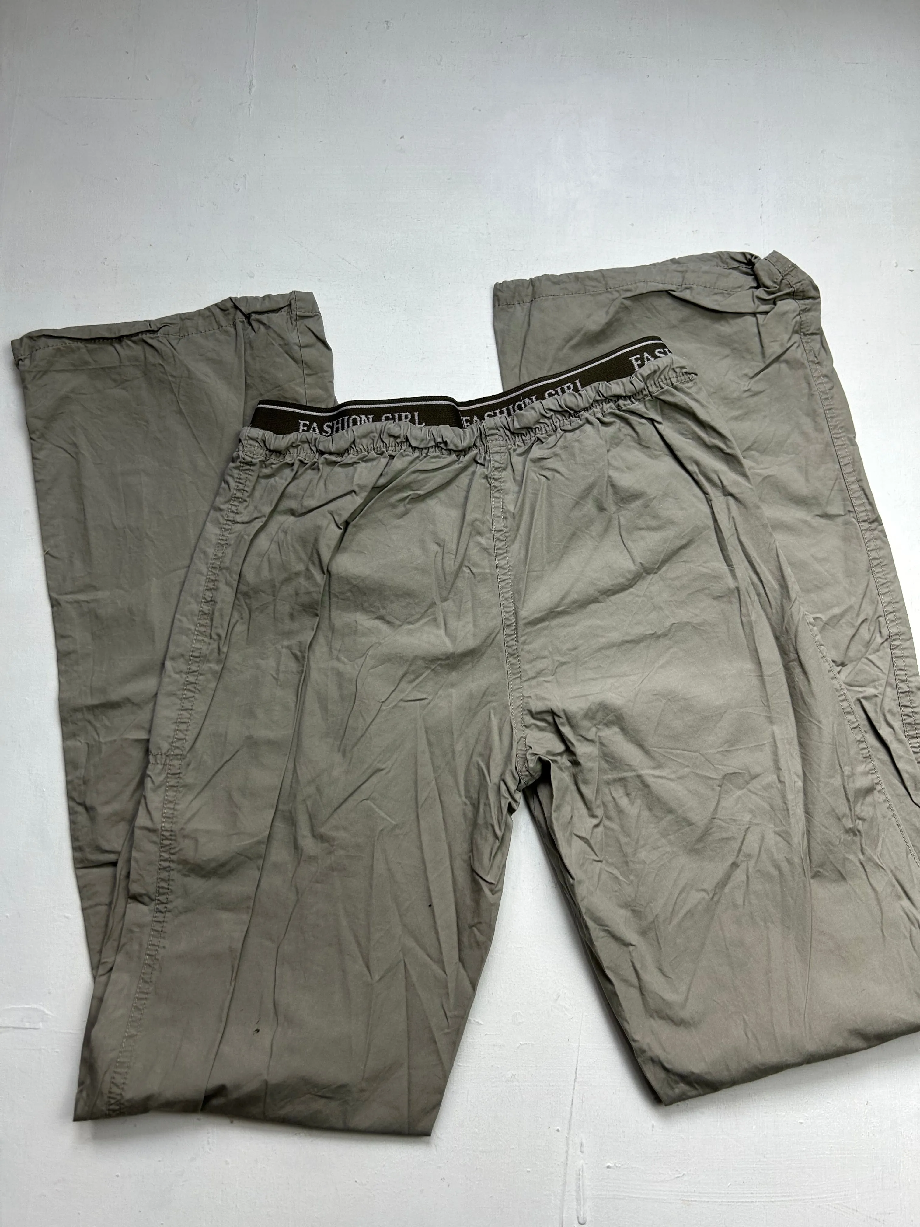 Khaki utility ruched baggy joggers pants (S)