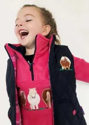 Kids’ Navy Embroidered Pony Quilted Gilet