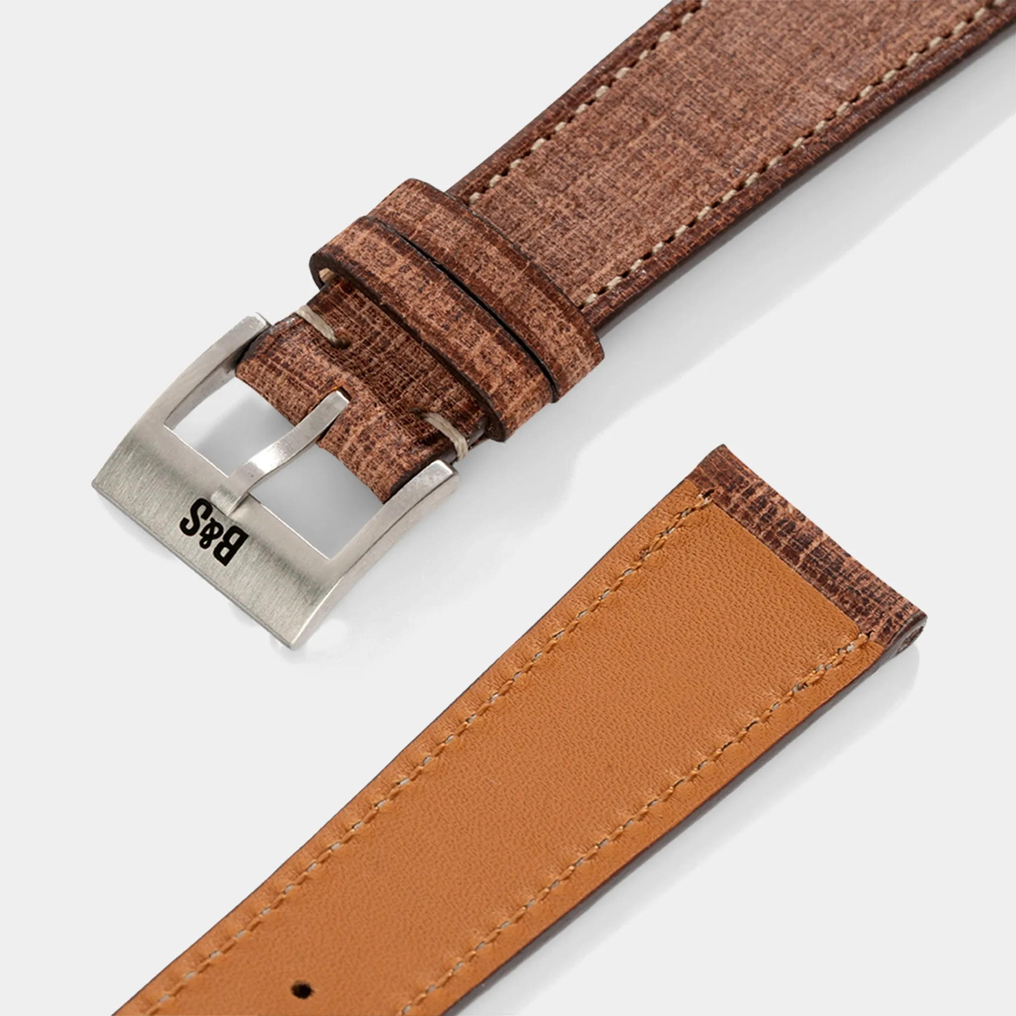 Linen Leather Watch Strap - Deep Brown