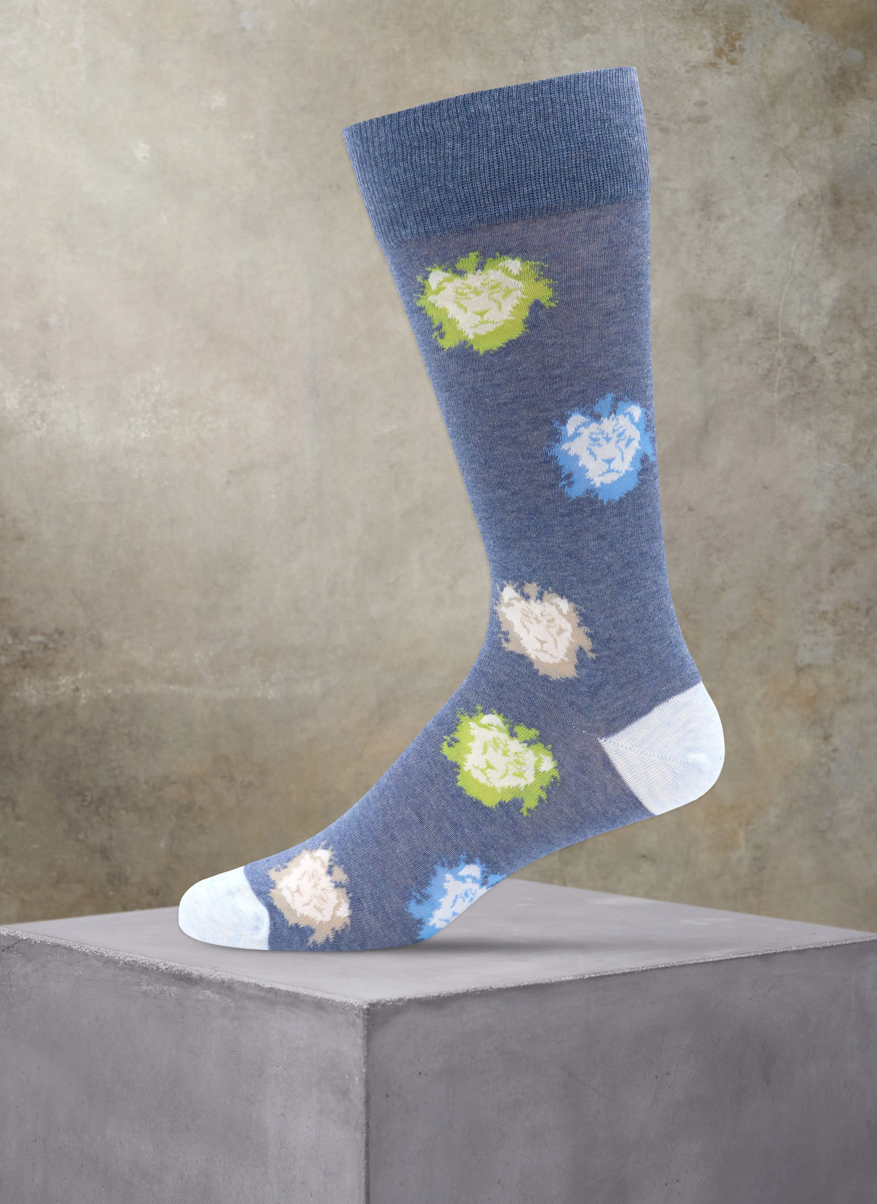 Lion Head Sock in Light Blue