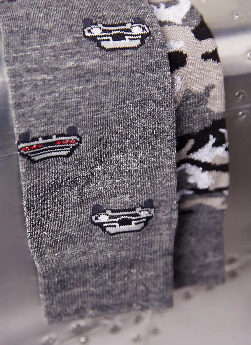 Lurex Car Sock in Charcoal