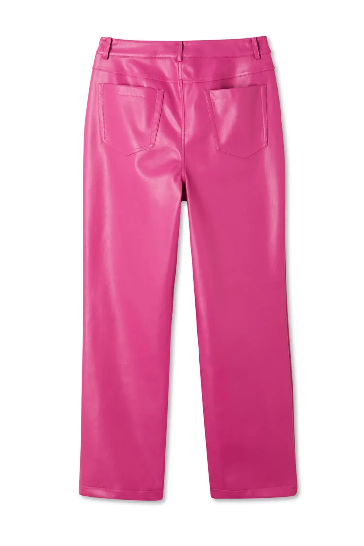 Magenta Vegan Leather Trouser