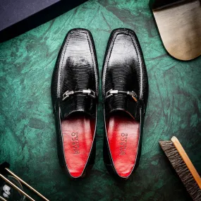 Marco Di Milano Fabro Black Lizard Loafers