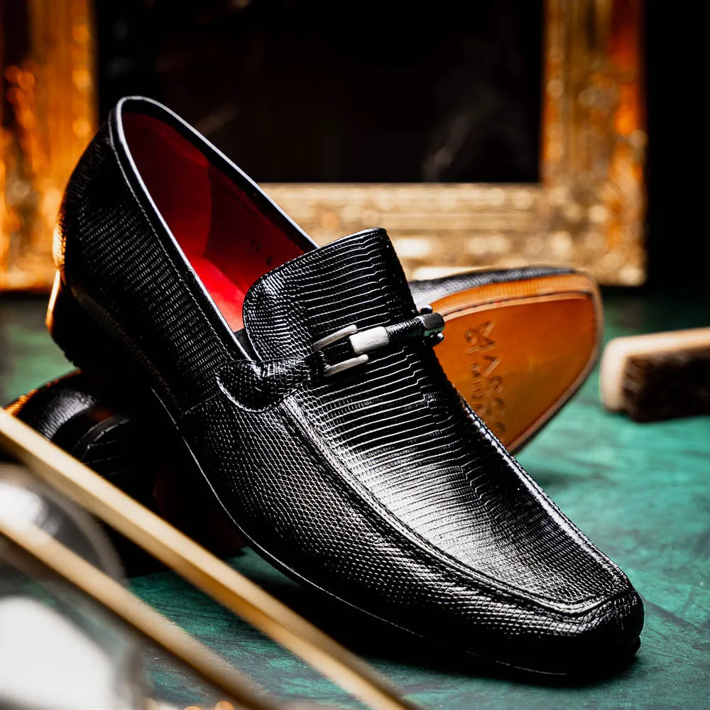 Marco Di Milano Fabro Black Lizard Loafers