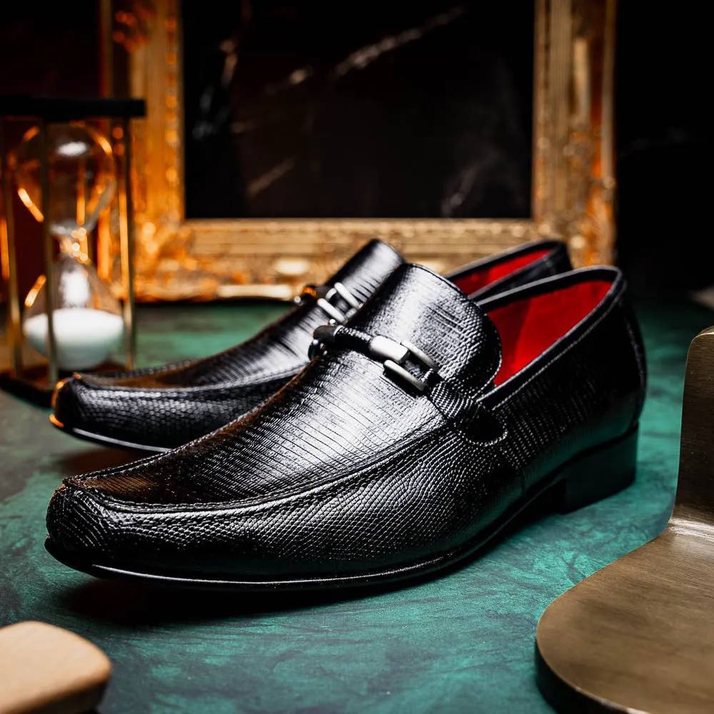 Marco Di Milano Fabro Black Lizard Loafers