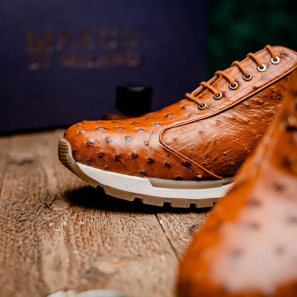 Marco Di Milano SCANNO Ostrich Antique Cognac Fashion Sneakers