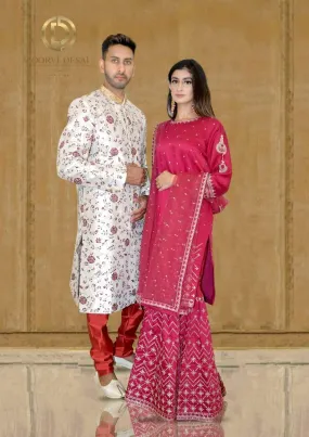 Maroon Palazzo Set with Dupatta by Oorvi Desai