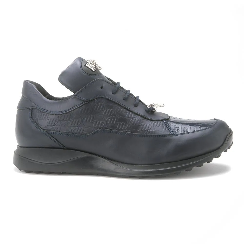 Mauri Blue Genuine Crocodile & Nappa Casual Lace-Up