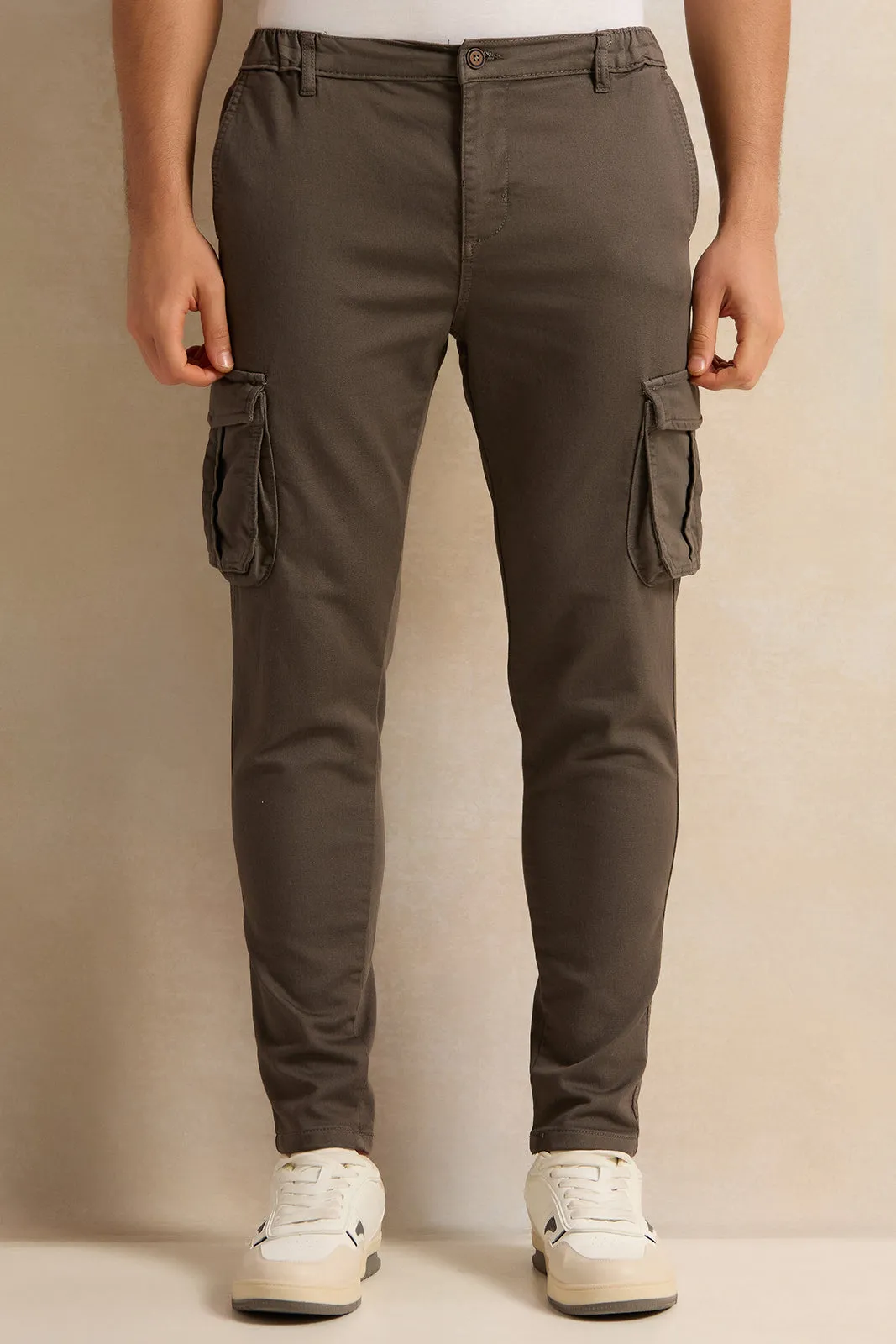 Men Grey Cargo Denim Jogger