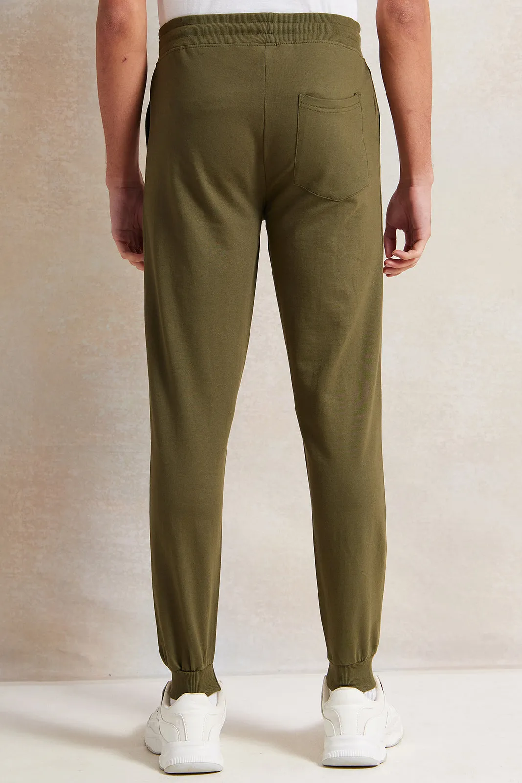 Men Olive Basic Track Pants